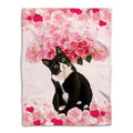 Ohaprints-Fleece-Sherpa-Blanket-Tuxedo-Cat-Cute-Pet-Cat-Lover-Heart-Soft-Throw-Blanket-354-Fleece Blanket