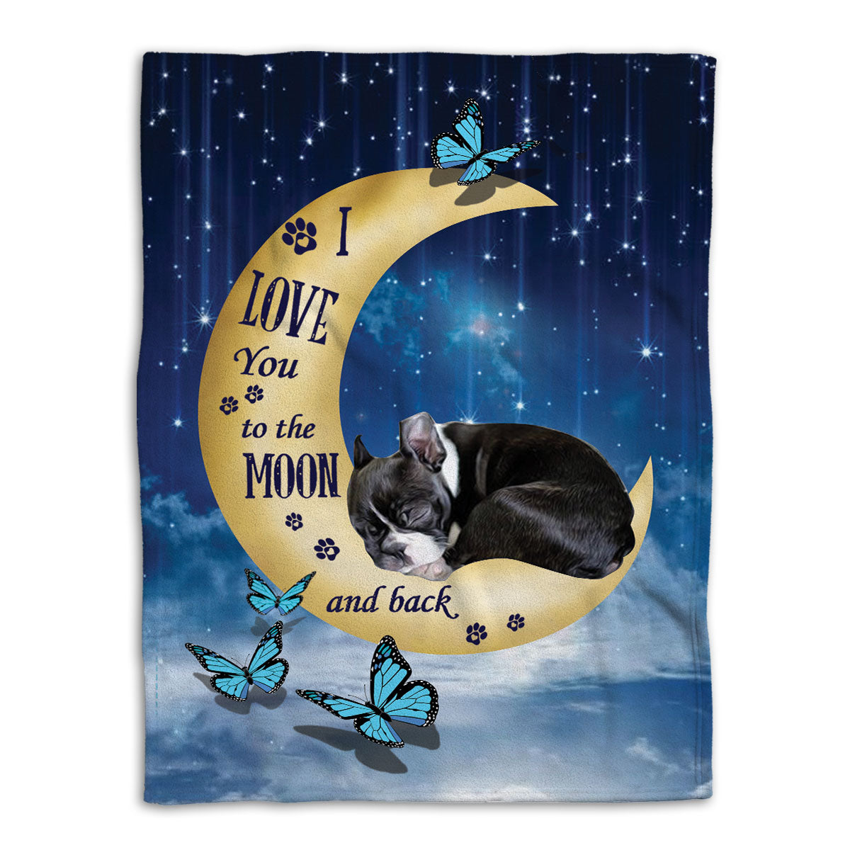 Ohaprints-Fleece-Sherpa-Blanket-Boston-Terrier-Dog-Lover-Love-Moon-Night-Soft-Throw-Blanket-376-Fleece Blanket