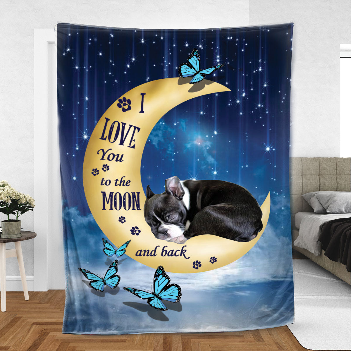 Ohaprints-Fleece-Sherpa-Blanket-Boston-Terrier-Dog-Lover-Love-Moon-Night-Soft-Throw-Blanket-376-Sherpa Blanket