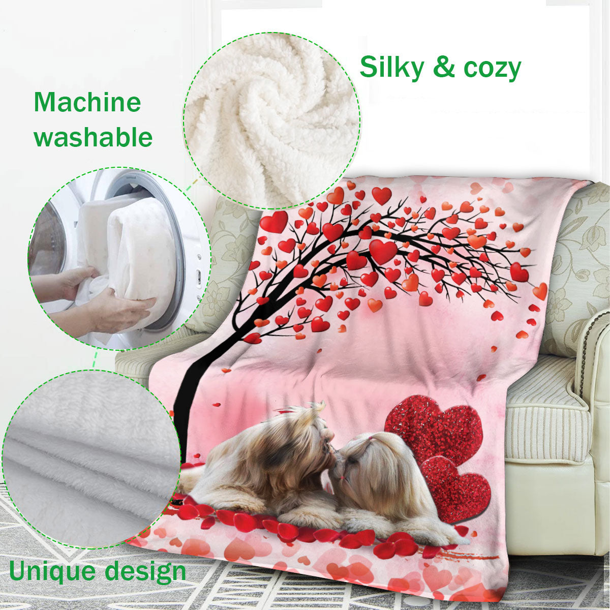 Ohaprints-Fleece-Sherpa-Blanket-Shih-Tzu-Shitzu-Dog-Lover-Love-Heart-2-Soft-Throw-Blanket-373-Fleece Blanket