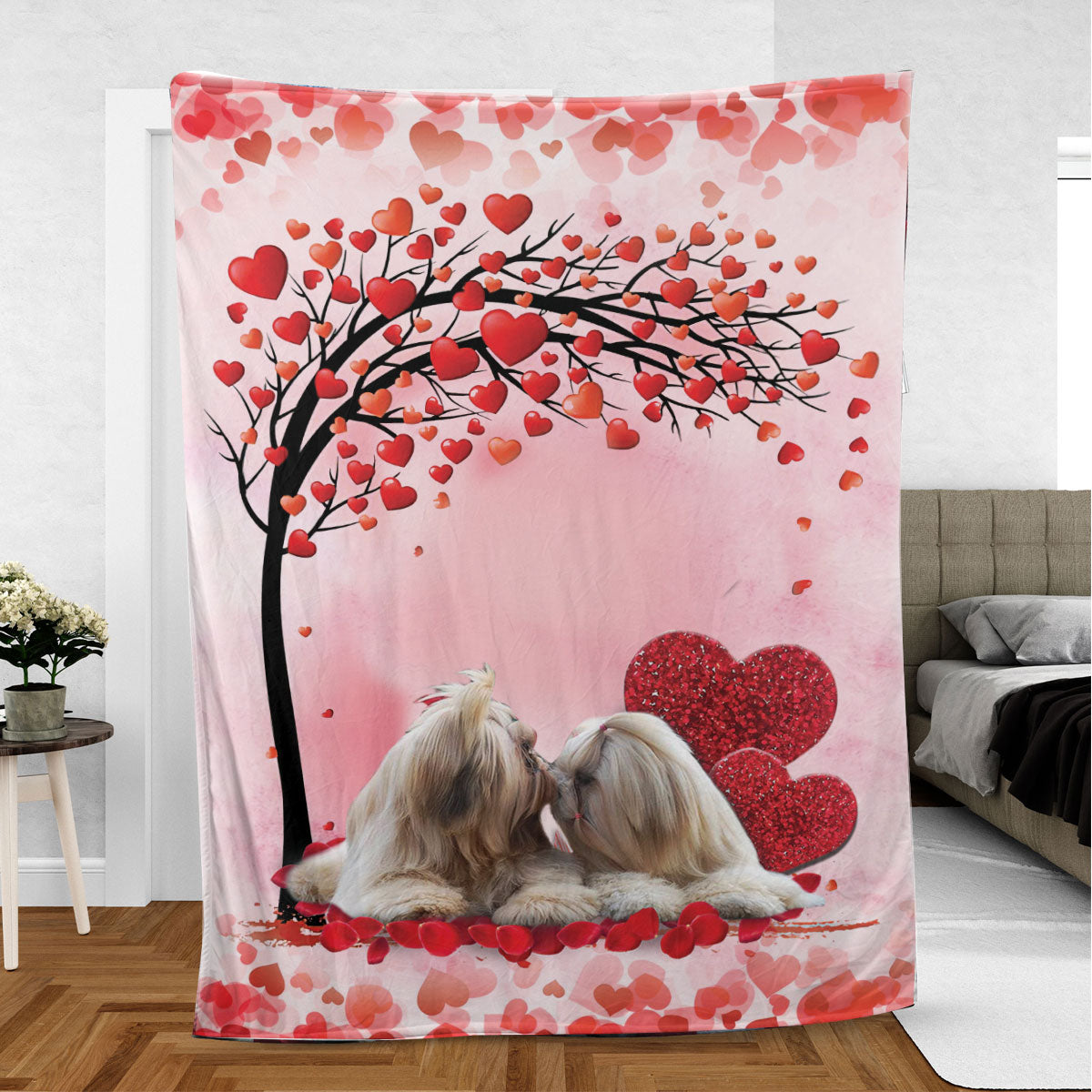 Ohaprints-Fleece-Sherpa-Blanket-Shih-Tzu-Shitzu-Dog-Lover-Love-Heart-2-Soft-Throw-Blanket-373-Sherpa Blanket