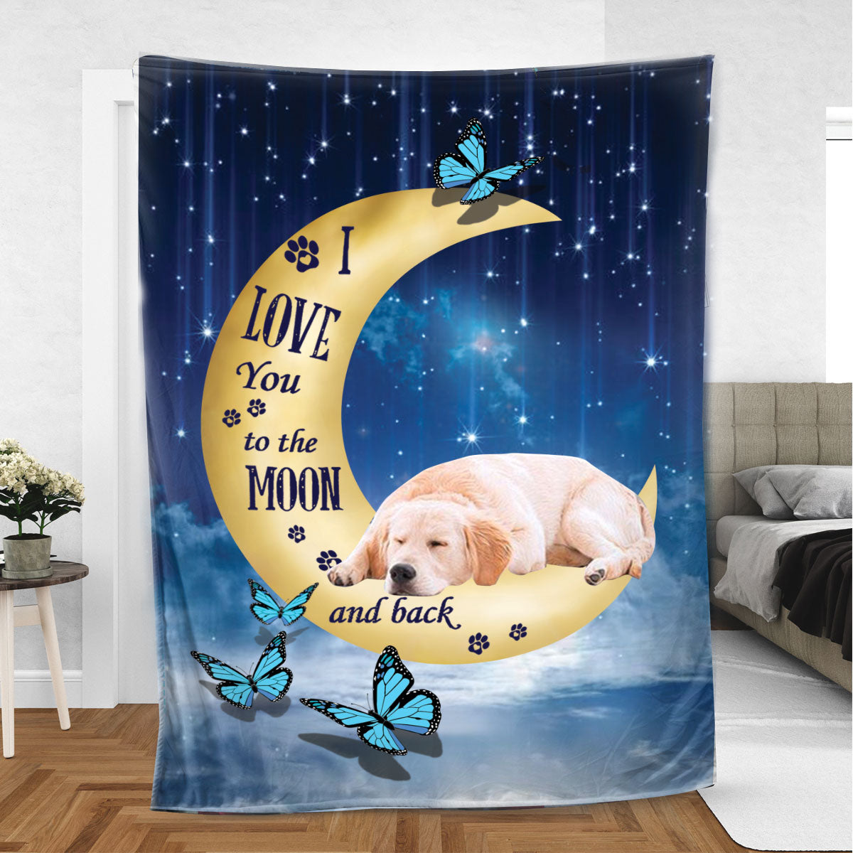 Ohaprints-Fleece-Sherpa-Blanket-Golden-Retriever-Labrador-Retriever-Dog-Lover-Love-Moon-Night-Soft-Throw-Blanket-822-Sherpa Blanket