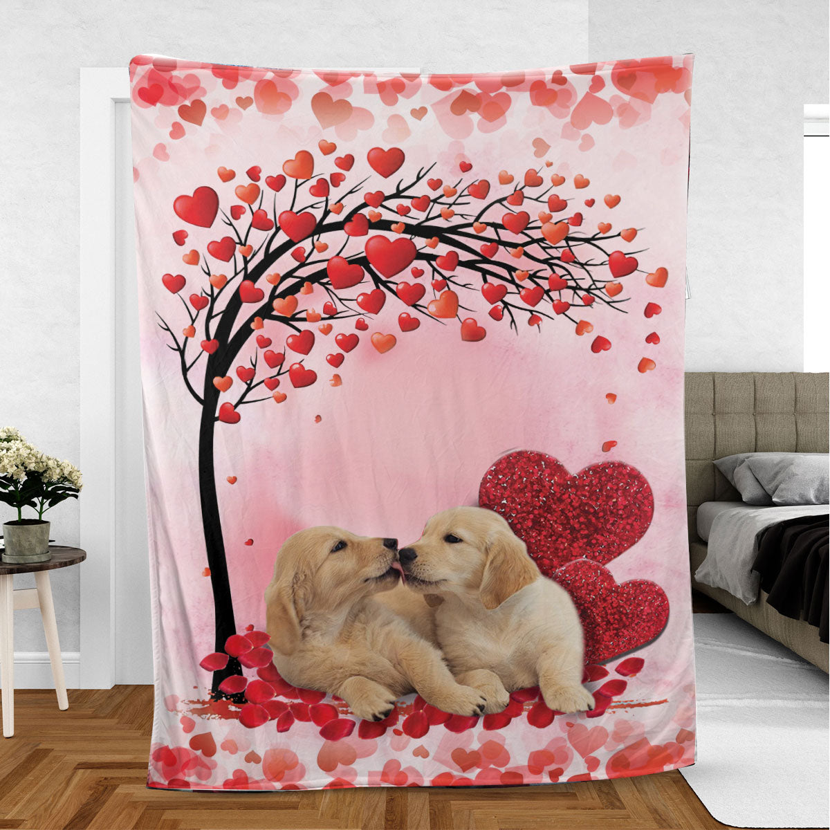 Ohaprints-Fleece-Sherpa-Blanket-Golden-Retriever-Labrador-Retriever-Dog-Lover-Pink-Soft-Throw-Blanket-766-Sherpa Blanket