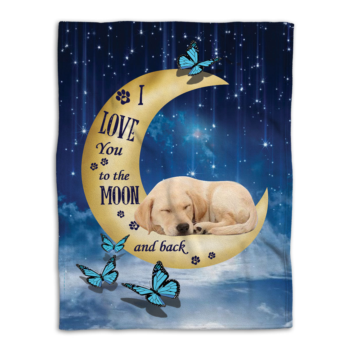 Ohaprints-Fleece-Sherpa-Blanket-Yellow-Labrador-Retriever-Lab-Dog-Lover-Love-Moon-Night-Soft-Throw-Blanket-821-Fleece Blanket