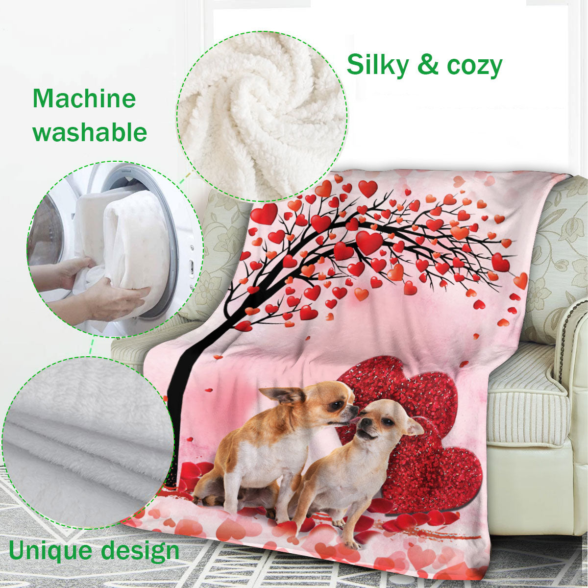 Ohaprints-Fleece-Sherpa-Blanket-Chihuahua-Dog-Lover-Love-Heart-1-Soft-Throw-Blanket-765-Fleece Blanket