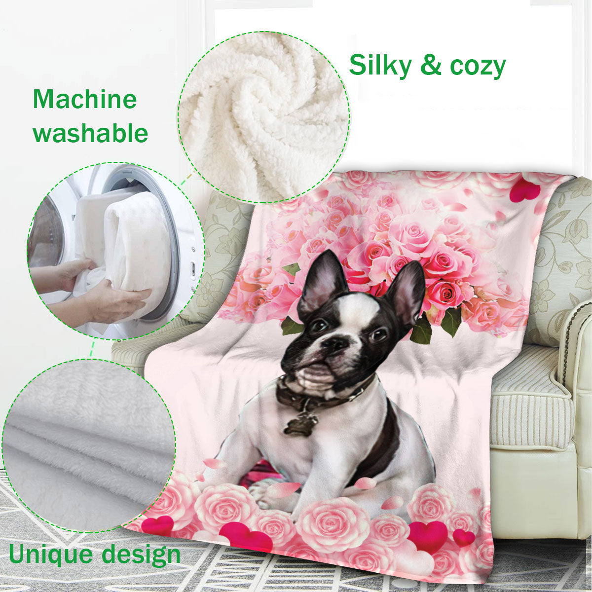 Ohaprints-Fleece-Sherpa-Blanket-Boston-Terrier-Dog-Lover-Love-Heart-Soft-Throw-Blanket-382-Fleece Blanket