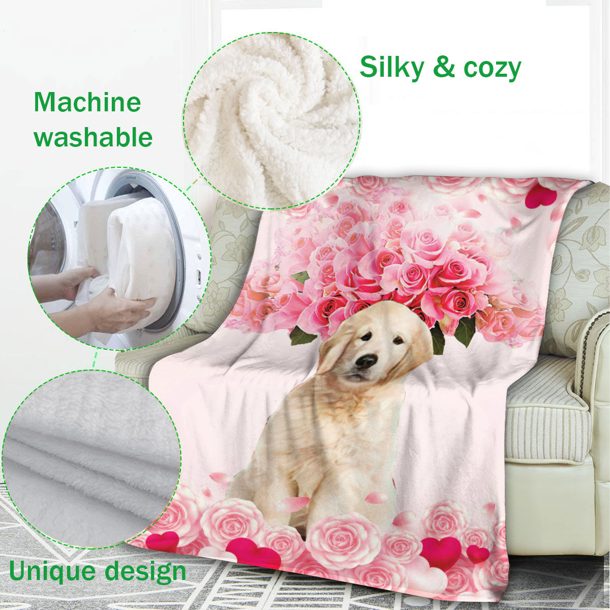 Ohaprints-Fleece-Sherpa-Blanket-Golden-Retriever-Labrador-Retriever-Dogs-Lover-Soft-Throw-Blanket-809-Fleece Blanket