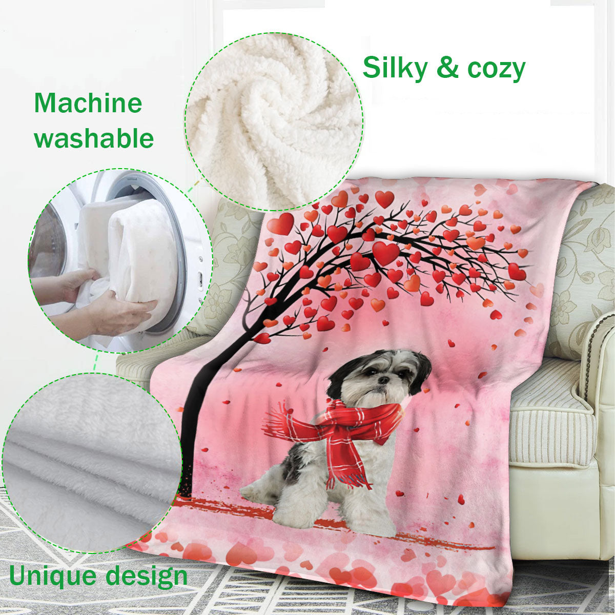 Ohaprints-Fleece-Sherpa-Blanket-Shih-Tzu-Shitzu-Dog-Lover-Love-Heart-1-Soft-Throw-Blanket-419-Fleece Blanket