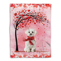 Ohaprints-Fleece-Sherpa-Blanket-Maltese-Dog-Lover-Love-Heart-Soft-Throw-Blanket-763-Fleece Blanket