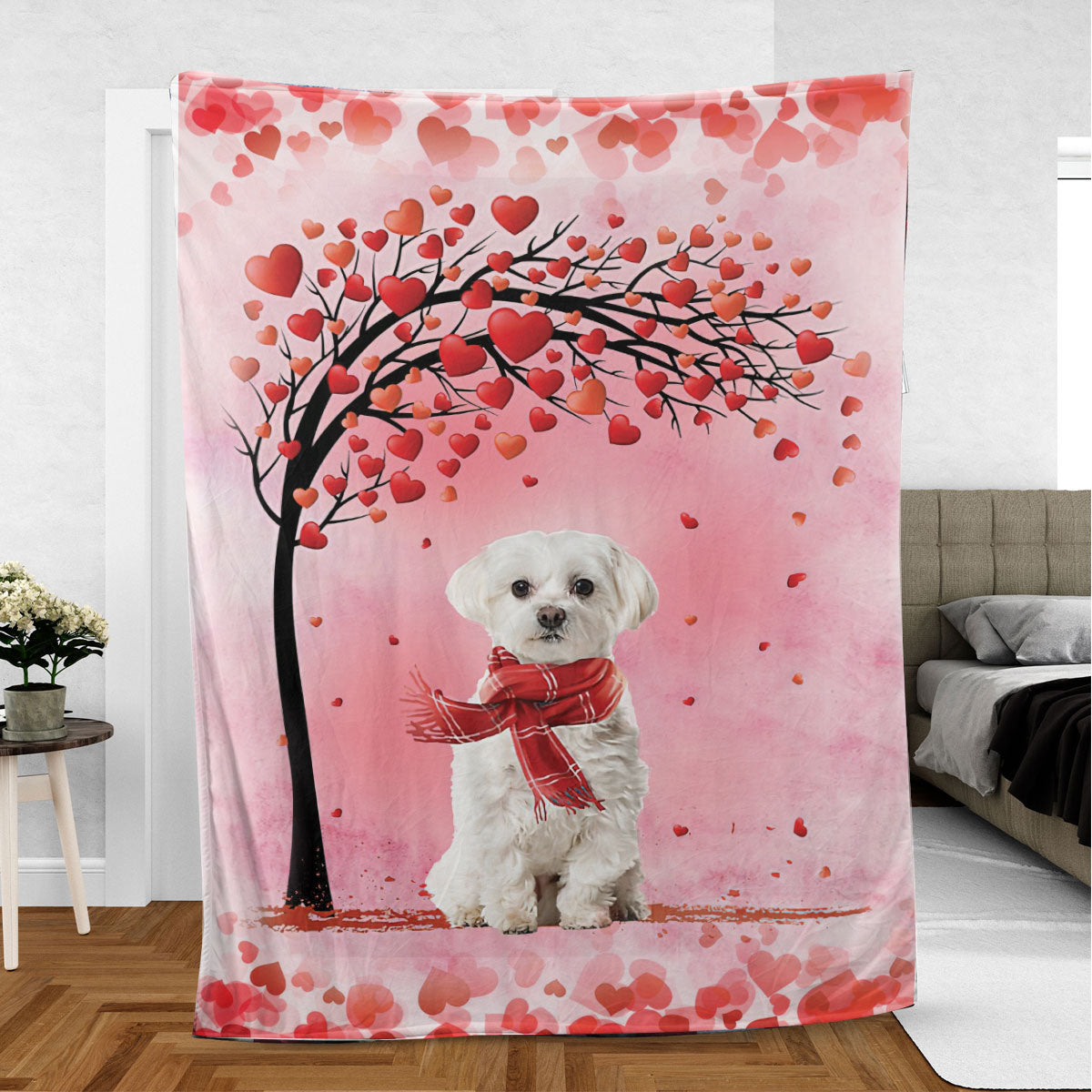 Ohaprints-Fleece-Sherpa-Blanket-Maltese-Dog-Lover-Love-Heart-Soft-Throw-Blanket-763-Sherpa Blanket