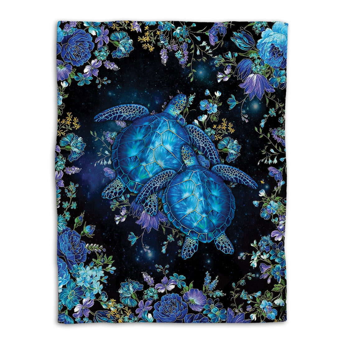 Ohaprints-Fleece-Sherpa-Blanket-Blue-Sea-Turtle-Flower-Night-Soft-Throw-Blanket-425-Fleece Blanket