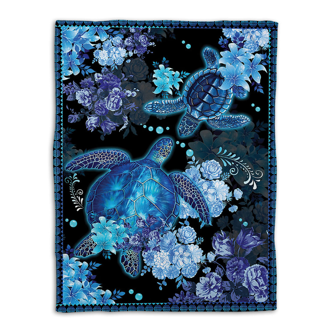 Ohaprints-Fleece-Sherpa-Blanket-Floral-Sea-Turtle-Flower-Soft-Throw-Blanket-496-Fleece Blanket