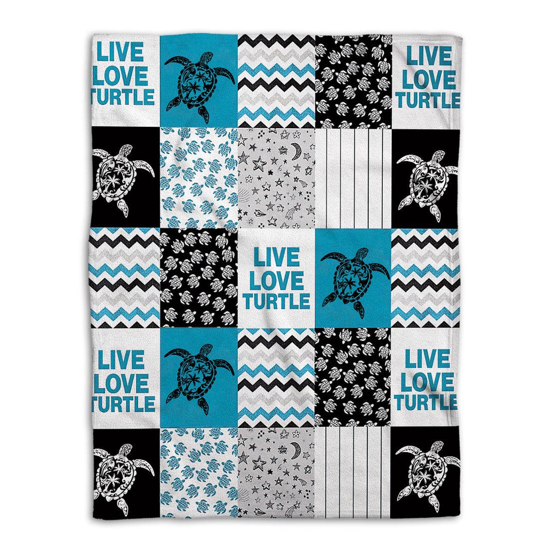 Ohaprints-Fleece-Sherpa-Blanket-Patchwork-Live-Love-Turtle-Sea-Animal-Lover-Soft-Throw-Blanket-707-Fleece Blanket