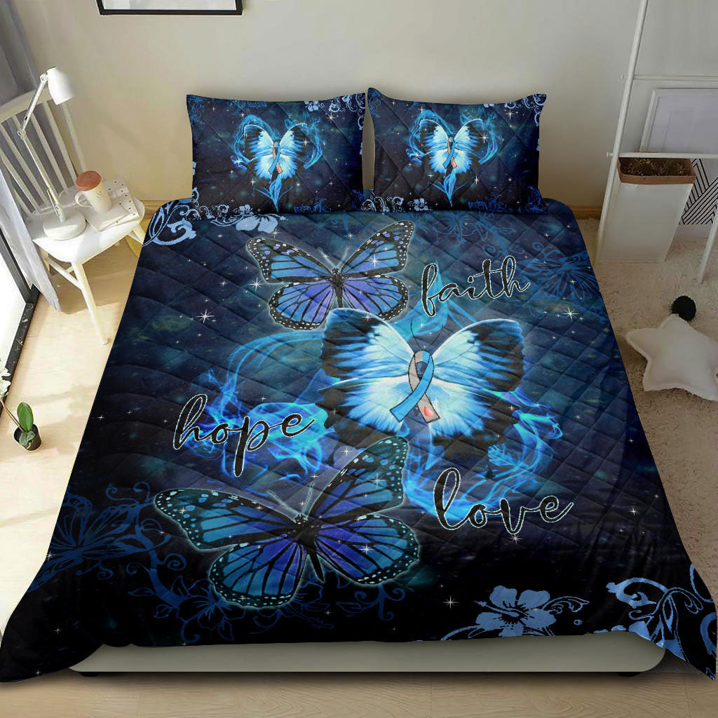 Ohaprints-Quilt-Bed-Set-Pillowcase-Diabetes-Awareness-Butterfly-Faith-Hope-Love-Blue-Ribbon-Unique-Gift-Blanket-Bedspread-Bedding-2791-King (90'' x 100'')