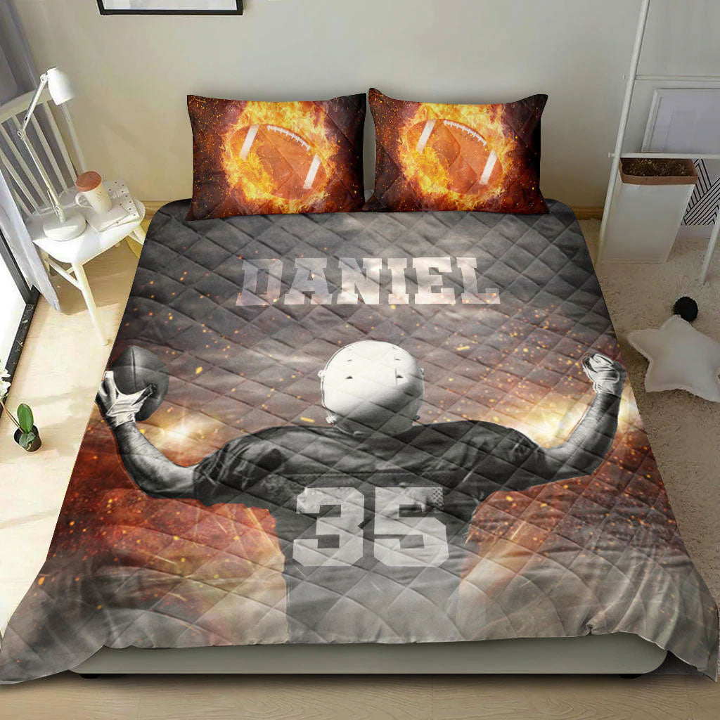 Ohaprints-Quilt-Bed-Set-Pillowcase-America-Football-Winner-Fire-Player-Fan-Gift-Custom-Personalized-Name-Number-Blanket-Bedspread-Bedding-1564-King (90'' x 100'')