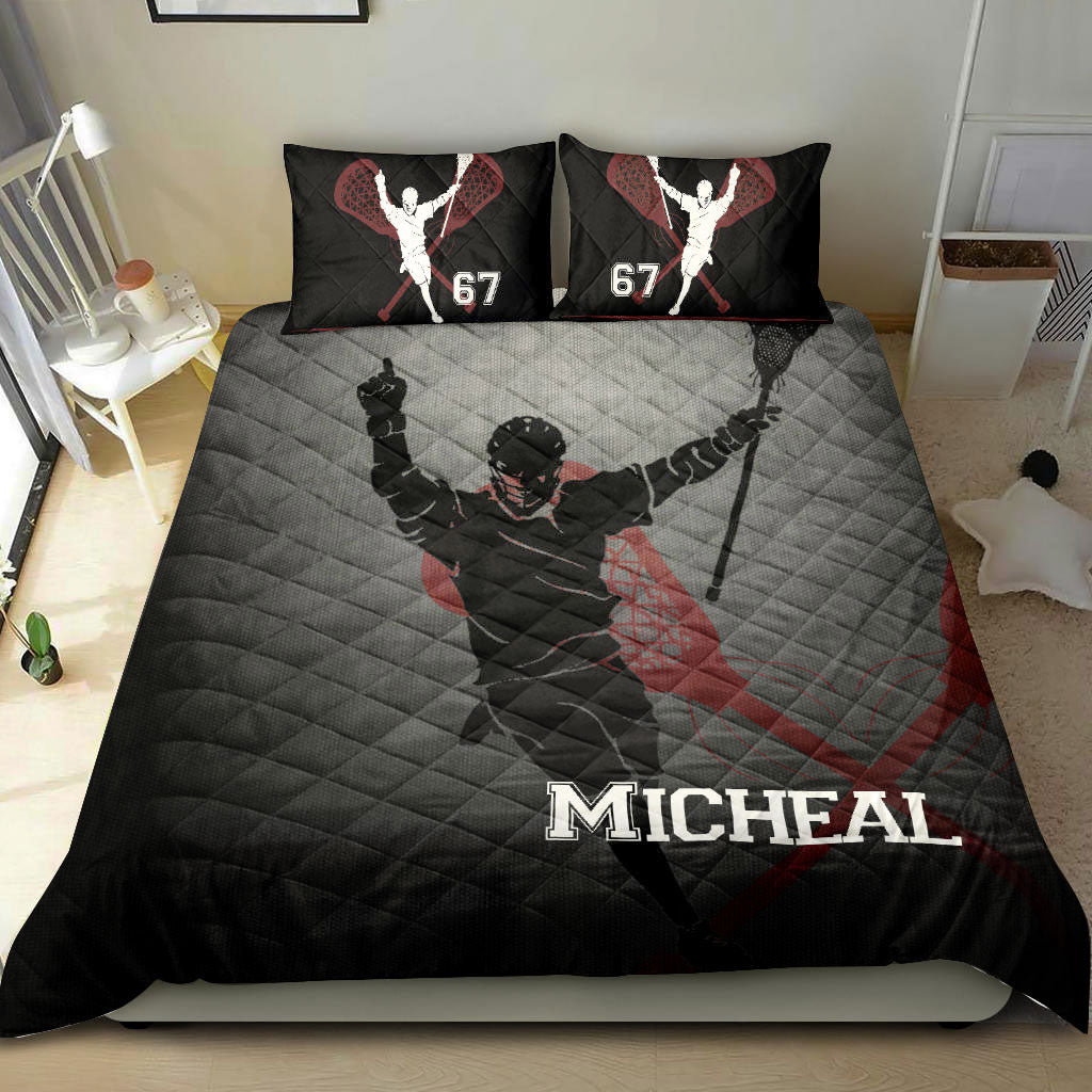 Ohaprints-Quilt-Bed-Set-Pillowcase-Lacrosse-Champion-Winner-Grey-Player-Fan-Gift-Custom-Personalized-Name-Number-Blanket-Bedspread-Bedding-2233-King (90'' x 100'')