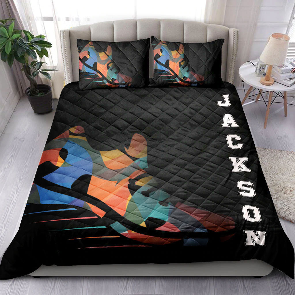 Ohaprints-Quilt-Bed-Set-Pillowcase-Running-Trainer-Shoes-Fan-Gift-Idea-Black-Custom-Personalized-Name-Number-Blanket-Bedspread-Bedding-2772-King (90'' x 100'')