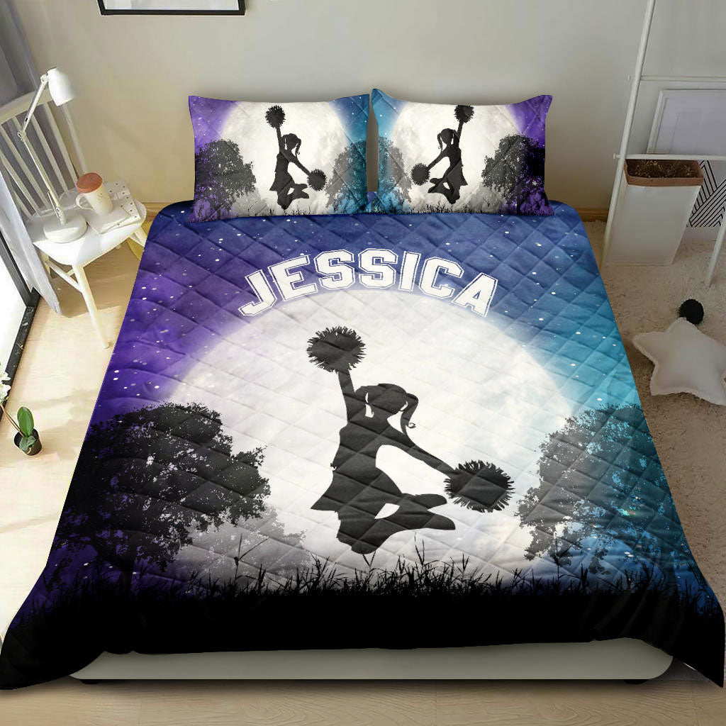 Ohaprints-Quilt-Bed-Set-Pillowcase-Cheerleading-Cheer-Leader-Moon-Girl-Galaxy-Sky-Fan-Custom-Personalized-Name-Blanket-Bedspread-Bedding-391-King (90'' x 100'')