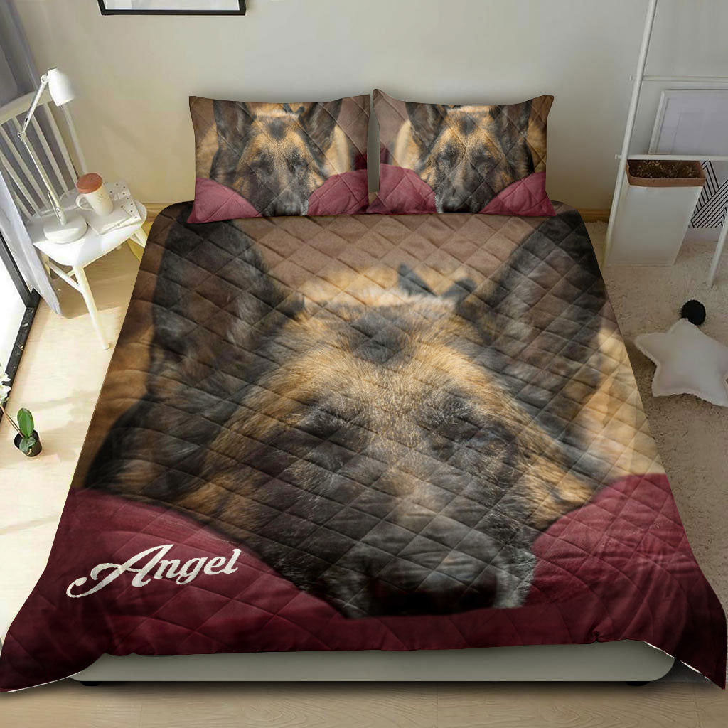 Ohaprints-Quilt-Bed-Set-Pillowcase-German-Shepherd-Animal-Pet-Dog-Lover-Gift-Idea-Custom-Personalized-Name-Blanket-Bedspread-Bedding-2792-King (90'' x 100'')