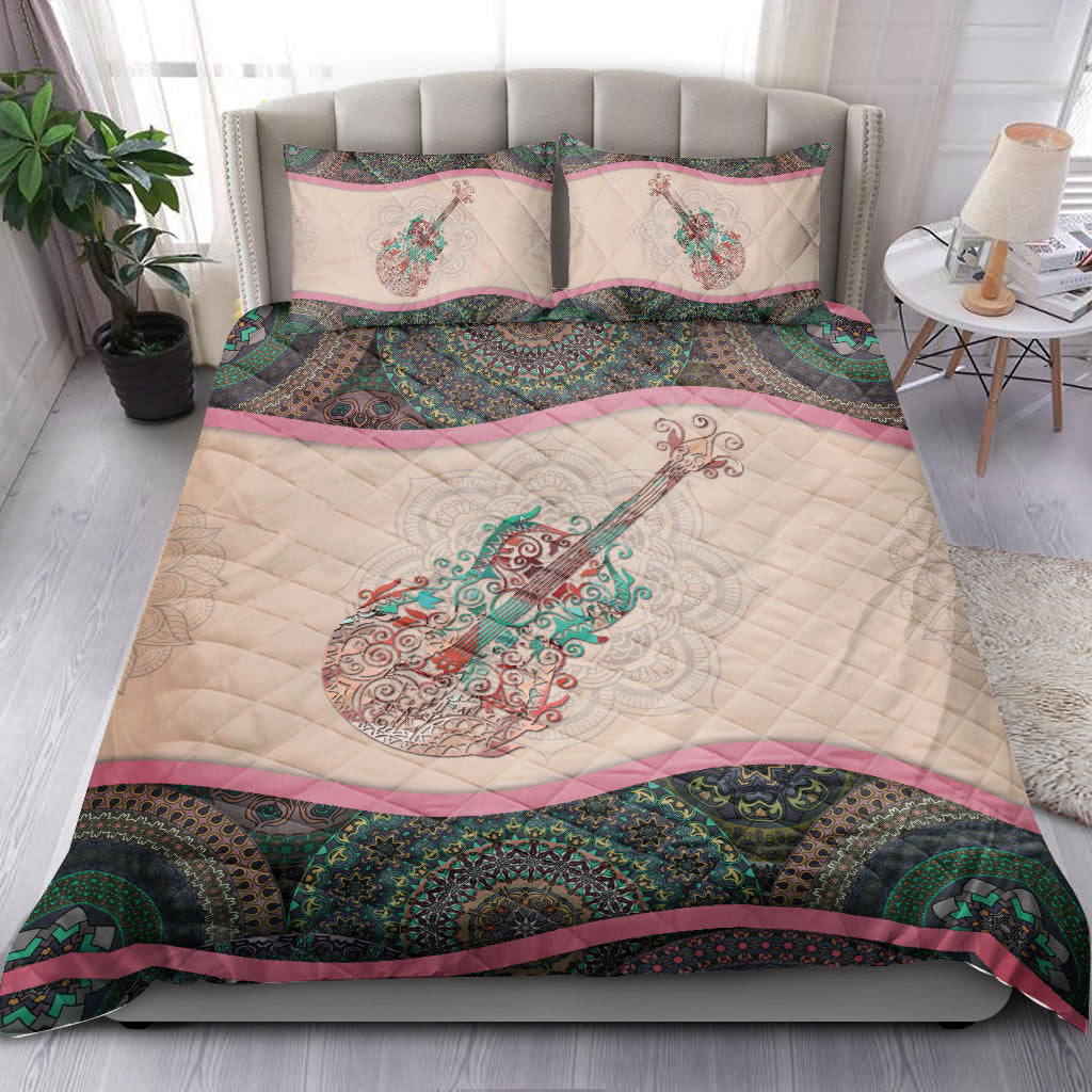 Ohaprints-Quilt-Bed-Set-Pillowcase-Acoustic-Guitar-Mandala-Vintage-Music-Theme-Guitarist-Gift-Idea-Blanket-Bedspread-Bedding-2789-King (90'' x 100'')