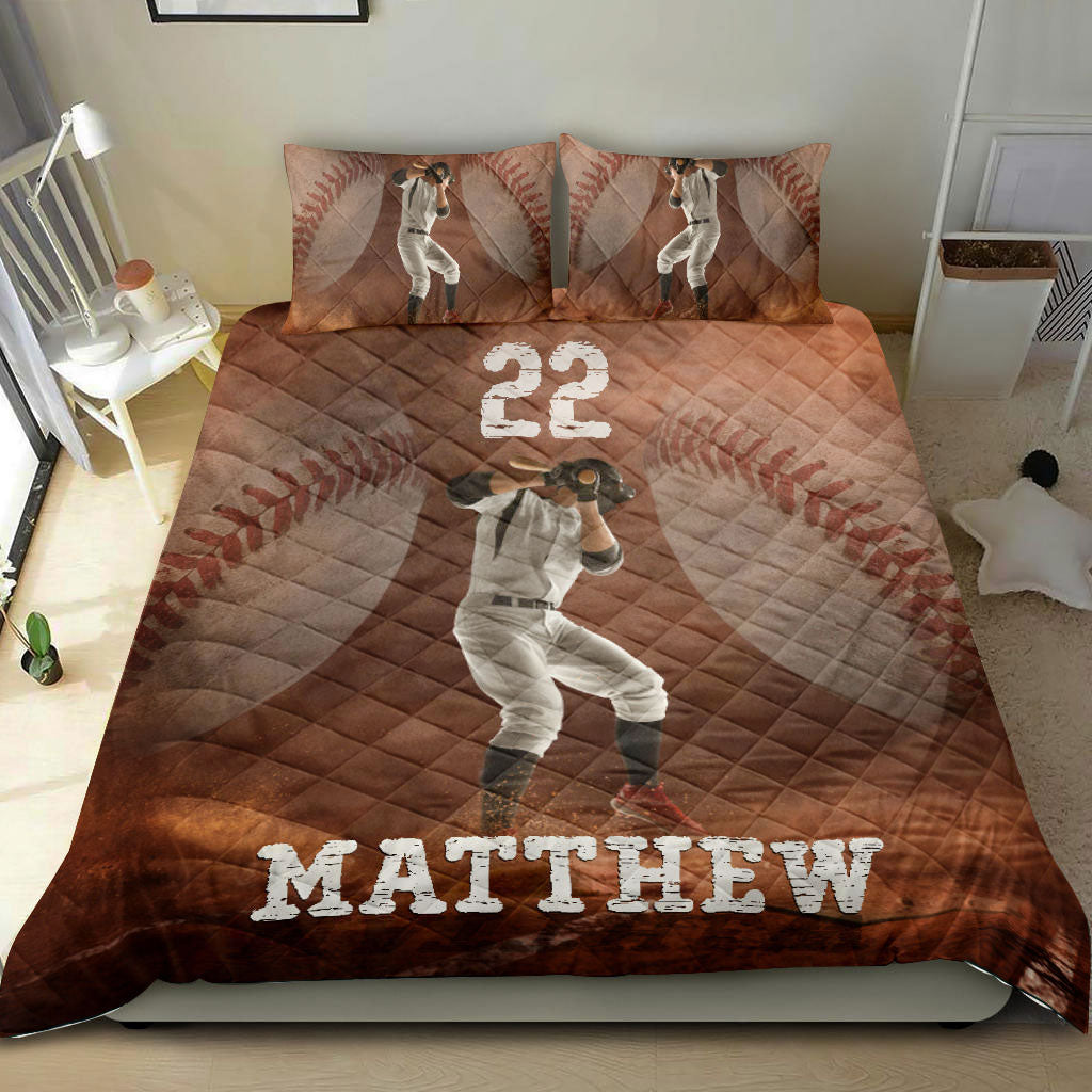 Ohaprints-Quilt-Bed-Set-Pillowcase-Baseball-Ball-Batter-Posing-Player-Fan-Gift-Custom-Personalized-Name-Number-Blanket-Bedspread-Bedding-1627-King (90'' x 100'')