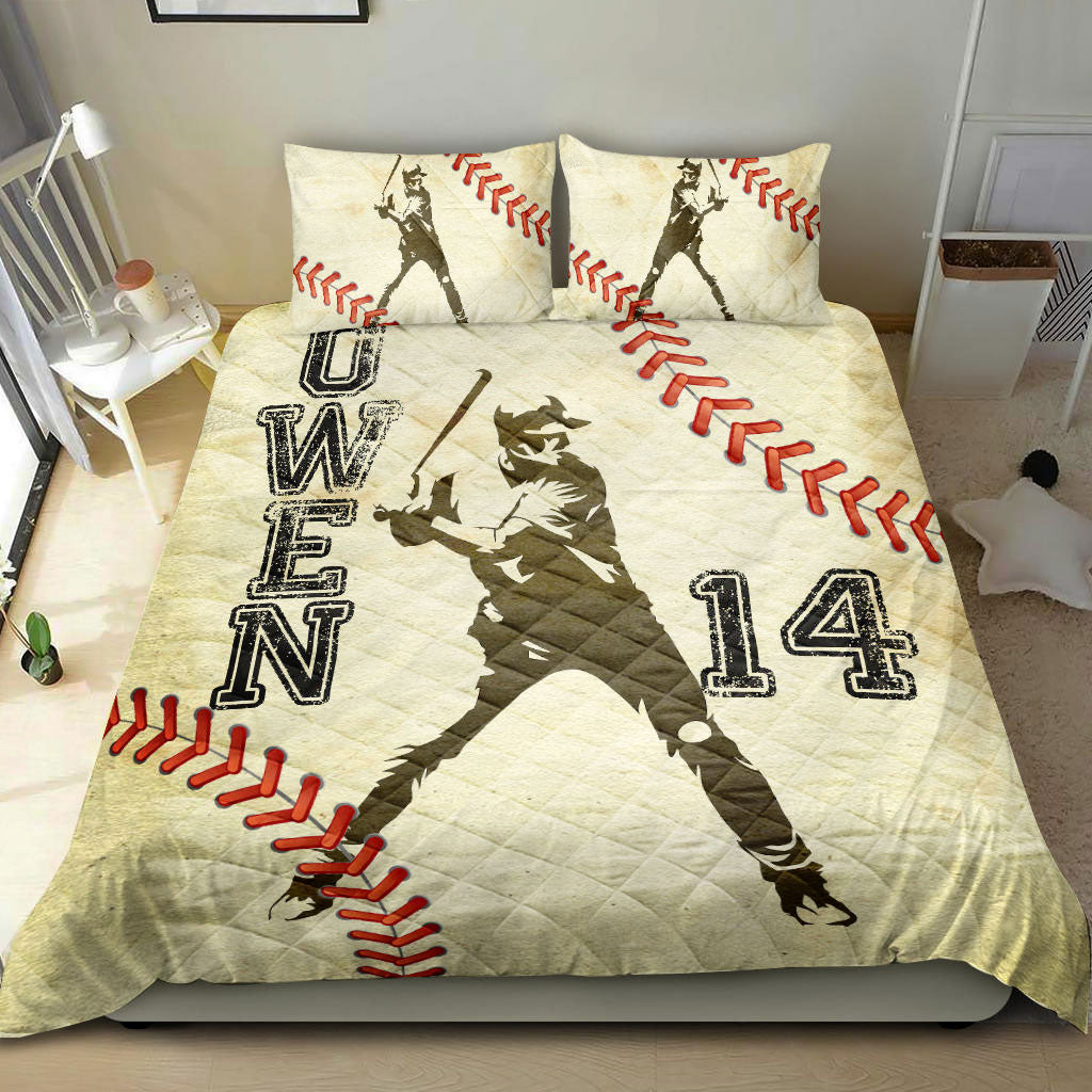 Ohaprints-Quilt-Bed-Set-Pillowcase-Baseball-Boy-Batter-Beige-Player-Fan-Gift-Idea-Custom-Personalized-Name-Number-Blanket-Bedspread-Bedding-2185-King (90'' x 100'')