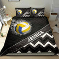 Ohaprints-Quilt-Bed-Set-Pillowcase-Volleyball-Ball-Smoke-Zig-Zag-Player-Fan-Gift-Black-Custom-Personalized-Name-Blanket-Bedspread-Bedding-1060-King (90'' x 100'')
