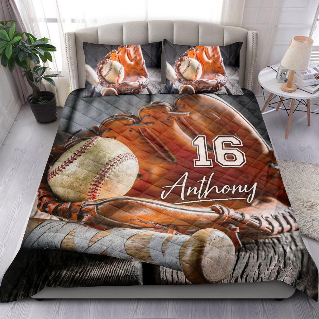 Ohaprints-Quilt-Bed-Set-Pillowcase-Baseball-Ball-Glove-Player-Fan-Gift-Idea-Custom-Personalized-Name-Number-Blanket-Bedspread-Bedding-2805-King (90'' x 100'')