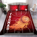 Ohaprints-Quilt-Bed-Set-Pillowcase-Basketball-Court-Red-Fire-Ball-Player-Fan-Gift-Custom-Personalized-Name-Number-Blanket-Bedspread-Bedding-2137-King (90'' x 100'')