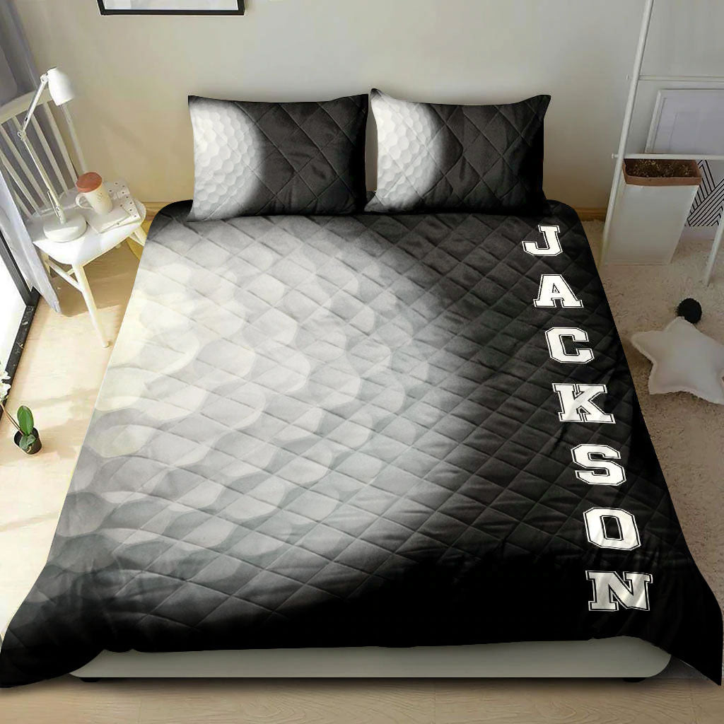 Ohaprints-Quilt-Bed-Set-Pillowcase-Golfer-Golf-Ball-Player-Fan-Gift-Idea-Black-Custom-Personalized-Name-Blanket-Bedspread-Bedding-2780-King (90'' x 100'')