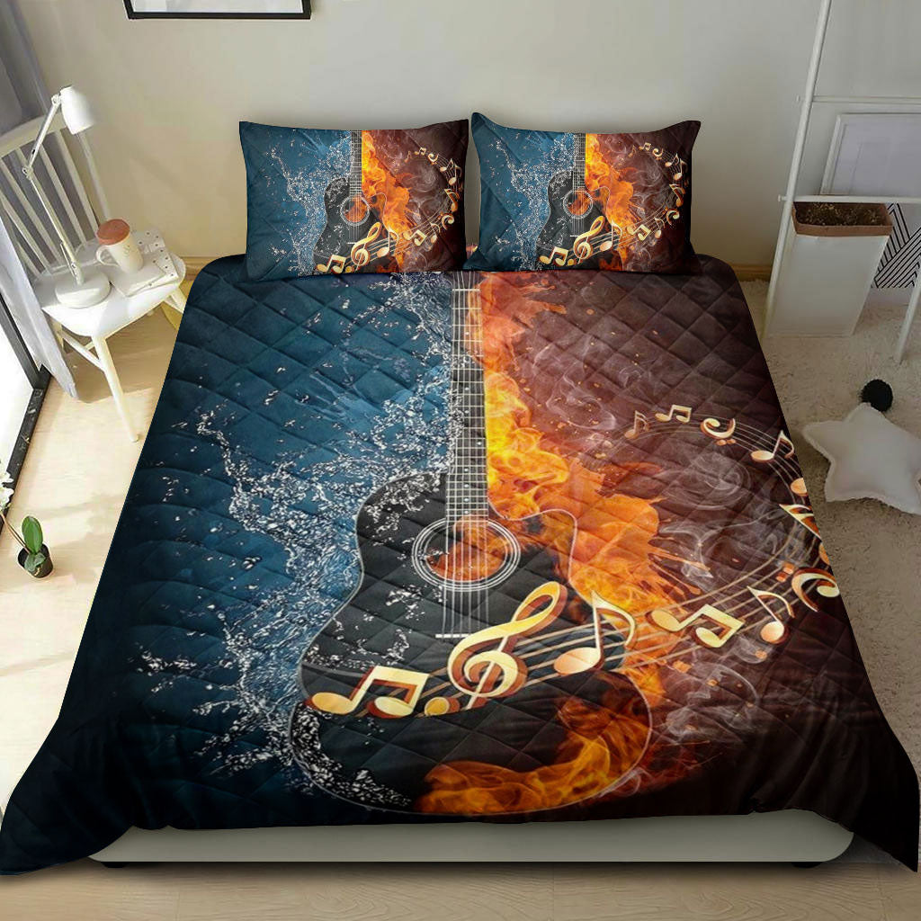 Ohaprints-Quilt-Bed-Set-Pillowcase-Acoustic-Guitar-Guitarist-Music-Theme-Gift-Water-Fire-Custom-Personalized-Name-Blanket-Bedspread-Bedding-2798-King (90'' x 100'')