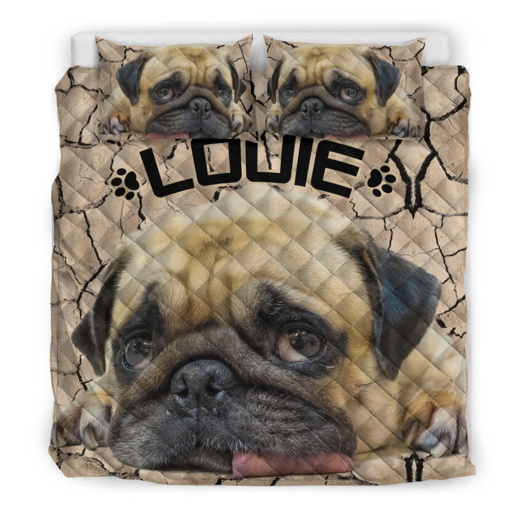 Ohaprints-Quilt-Bed-Set-Pillowcase-Funny-Pug-Face-Animal-Pet-Dog-Love-Gift-Idea-Brown-Custom-Personalized-Name-Blanket-Bedspread-Bedding-1033-King (90'' x 100'')