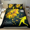 Ohaprints-Quilt-Bed-Set-Pillowcase-Softball-Girl-Player-Fan-Gift-Sunflower-Flower-Custom-Personalized-Name-Number-Blanket-Bedspread-Bedding-2736-King (90'' x 100'')