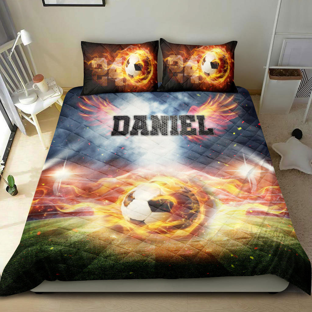 Ohaprints-Quilt-Bed-Set-Pillowcase-Soccer-Ball-Fire-Angel-Player-Fan-Gift-Idea-Custom-Personalized-Name-Number-Blanket-Bedspread-Bedding-2214-King (90'' x 100'')