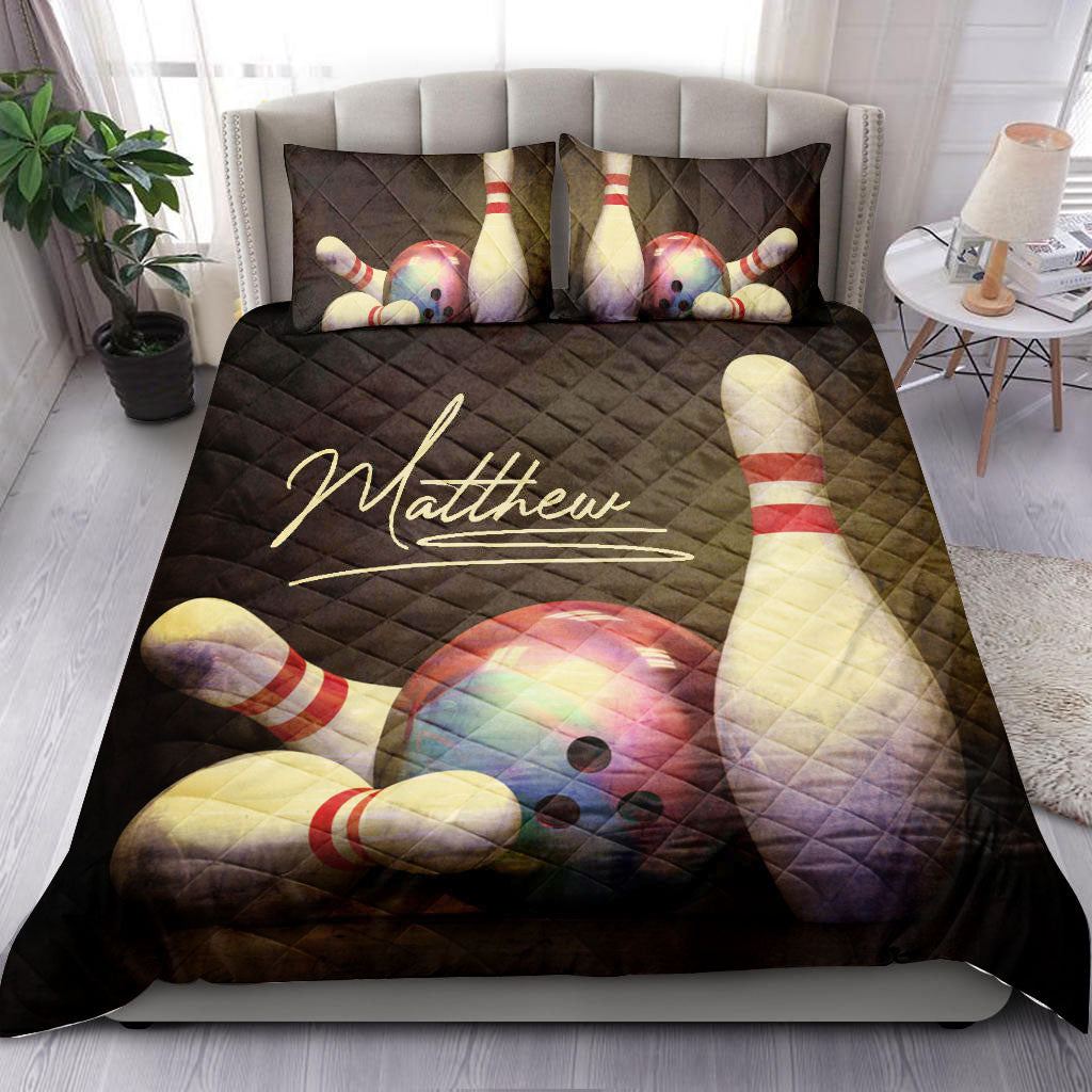 Ohaprints-Quilt-Bed-Set-Pillowcase-Bowling-Pin-Ball-Bowler-Vintage-Player-Fan-Gift-Idea-Custom-Personalized-Name-Blanket-Bedspread-Bedding-1577-King (90'' x 100'')