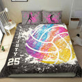 Ohaprints-Quilt-Bed-Set-Pillowcase-Volleyball-Watercolor-Ball-Player-Fan-Grey-Custom-Personalized-Name-Number-Blanket-Bedspread-Bedding-1588-King (90'' x 100'')
