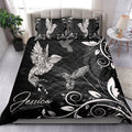 Ohaprints-Quilt-Bed-Set-Pillowcase-Balck-White-Hummingbird-Flower-Unique-Gift-Idea-Custom-Personalized-Name-Blanket-Bedspread-Bedding-2795-King (90'' x 100'')