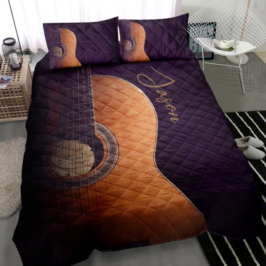 Ohaprints-Quilt-Bed-Set-Pillowcase-Acoustic-Guitar-Guitarist-Music-Theme-Gift-Vintage-Custom-Personalized-Name-Blanket-Bedspread-Bedding-1619-King (90'' x 100'')