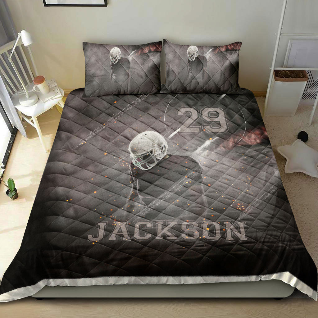 Ohaprints-Quilt-Bed-Set-Pillowcase-Football-Boy-Smoke-Player-Fan-Gift-Idea-Brown-Custom-Personalized-Name-Number-Blanket-Bedspread-Bedding-2773-King (90'' x 100'')