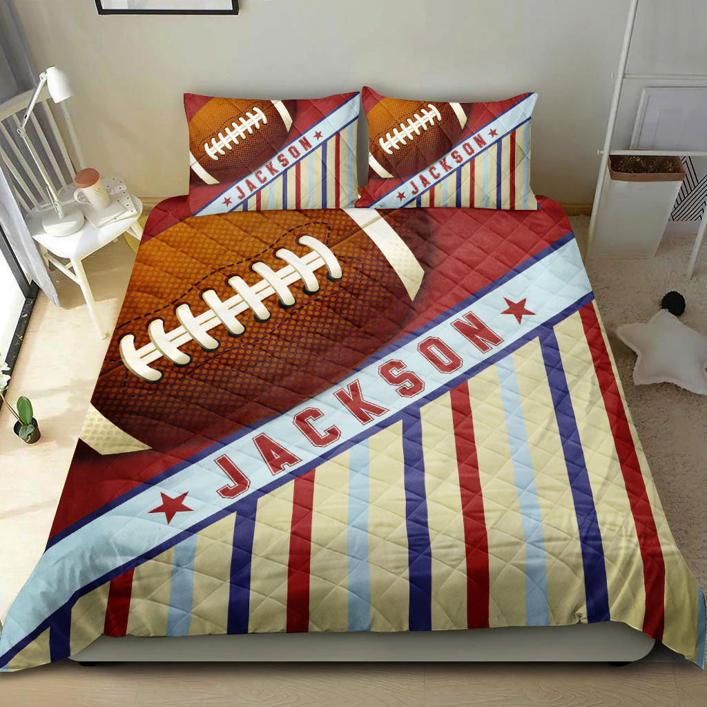 Ohaprints-Quilt-Bed-Set-Pillowcase-America-Football-Ball-Retro-Player-Fan-Gift-Seasonal-Custom-Personalized-Name-Blanket-Bedspread-Bedding-2838-King (90'' x 100'')