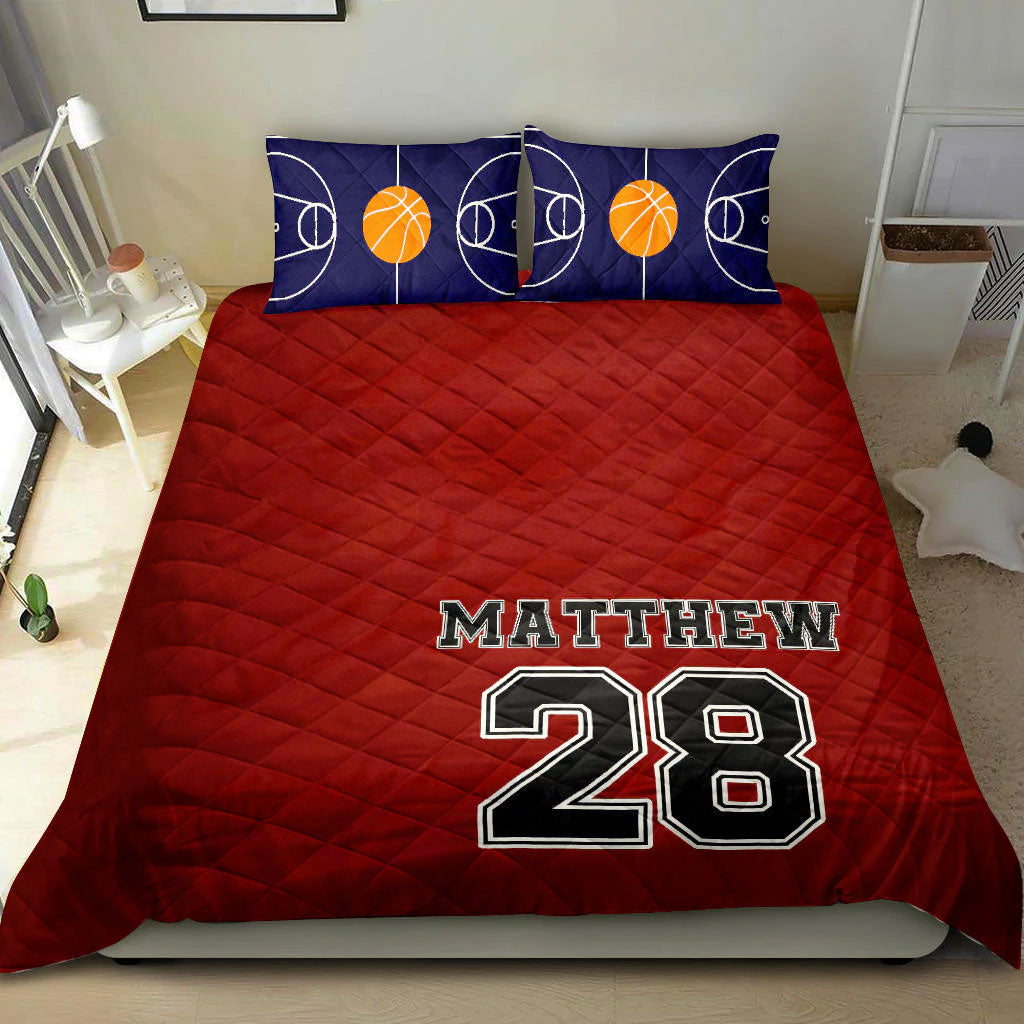 Ohaprints-Quilt-Bed-Set-Pillowcase-Basketball-Court-Player-Fan-Gift-Idea-Red-Custom-Personalized-Name-Number-Blanket-Bedspread-Bedding-2734-King (90'' x 100'')