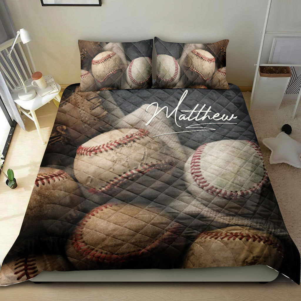 Ohaprints Quilt Bed Set Pillowcase Baseball Ball 3D Printed Player