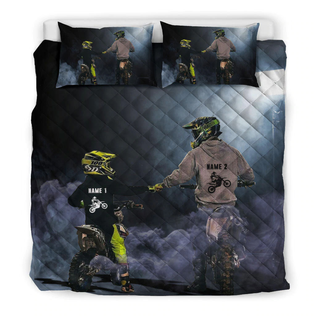 Ohaprints-Quilt-Bed-Set-Pillowcase-Motocross-Racing-Motorbike-Like-Father-Like-Son-Racer-Custom-Personalized-Name-Blanket-Bedspread-Bedding-1039-King (90'' x 100'')