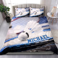 Ohaprints-Quilt-Bed-Set-Pillowcase-Badminton-Player-Blue-Racket-Shuttlecock-3D-Printed-Custom-Personalized-Name-Blanket-Bedspread-Bedding-1543-King (90'' x 100'')