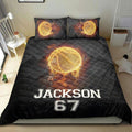 Ohaprints-Quilt-Bed-Set-Pillowcase-Basketball-Lover-Fire-Ball-Player-Fan-Black-Custom-Personalized-Name-Number-Blanket-Bedspread-Bedding-2829-King (90'' x 100'')