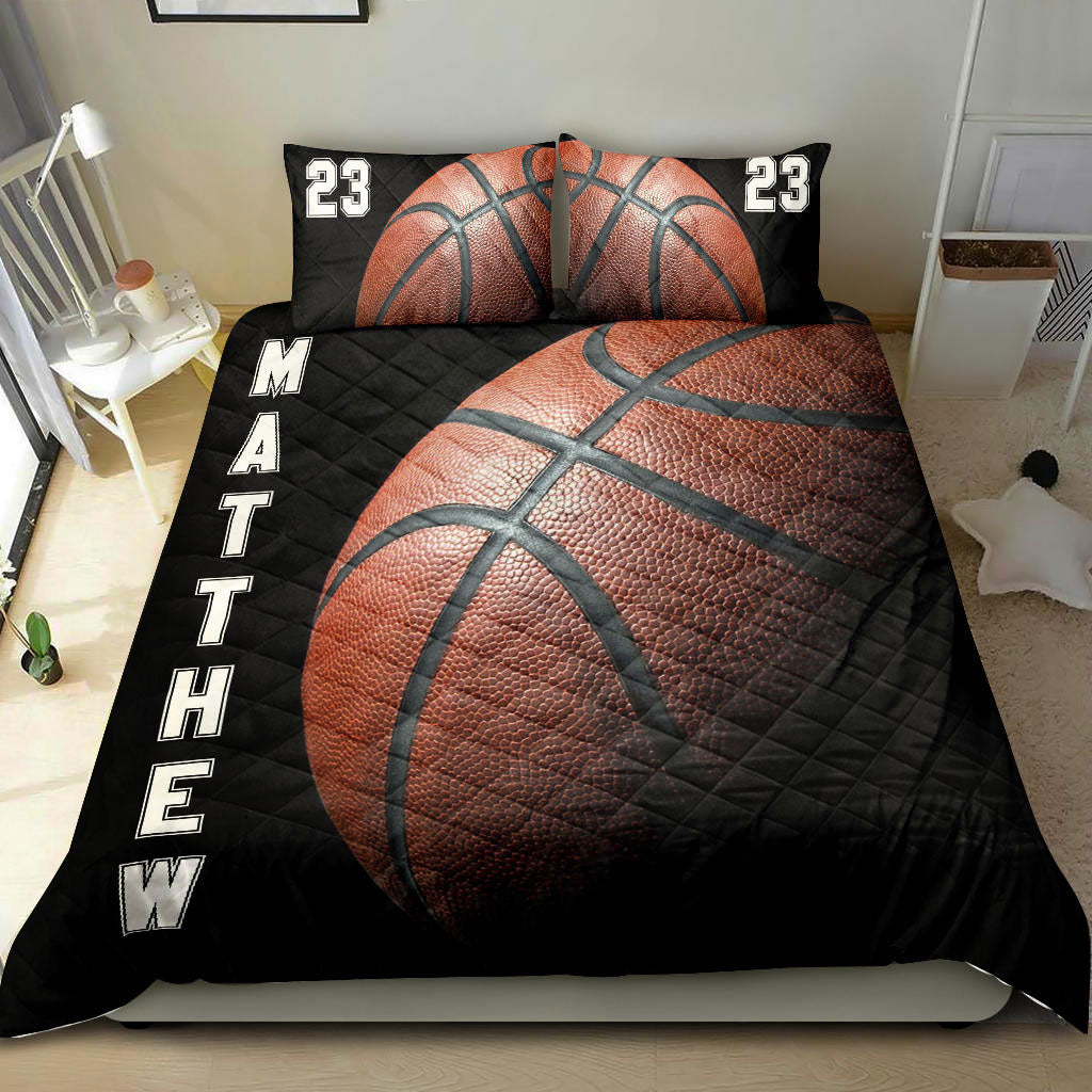 Ohaprints-Quilt-Bed-Set-Pillowcase-Basketball-Ball-Dark-Player-Fan-Gift-Idea-Custom-Personalized-Name-Number-Blanket-Bedspread-Bedding-2231-King (90'' x 100'')