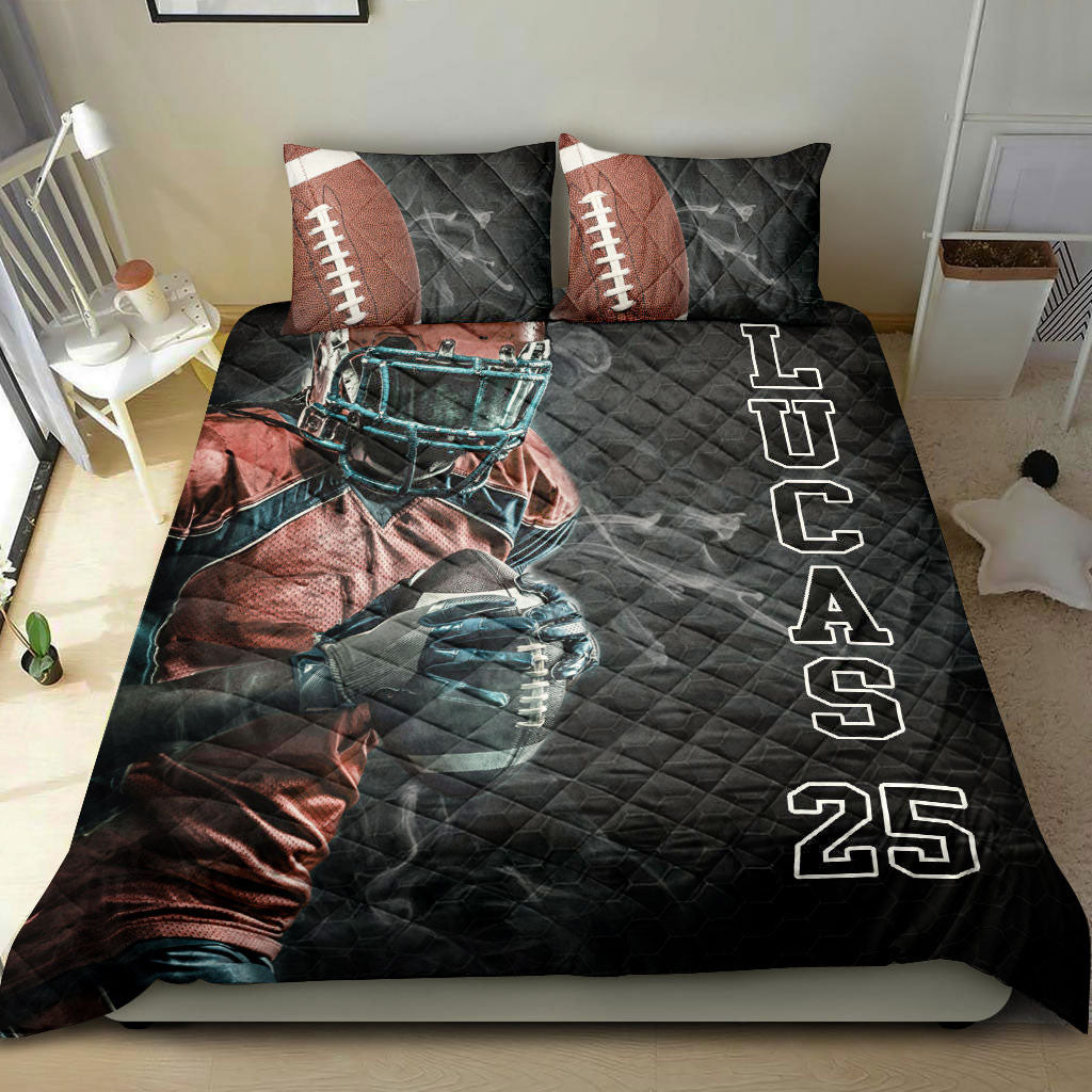 Ohaprints-Quilt-Bed-Set-Pillowcase-Football-Man-Boy-Smoke-Player-Fan-Gift-Idea-Custom-Personalized-Name-Number-Blanket-Bedspread-Bedding-2774-King (90'' x 100'')