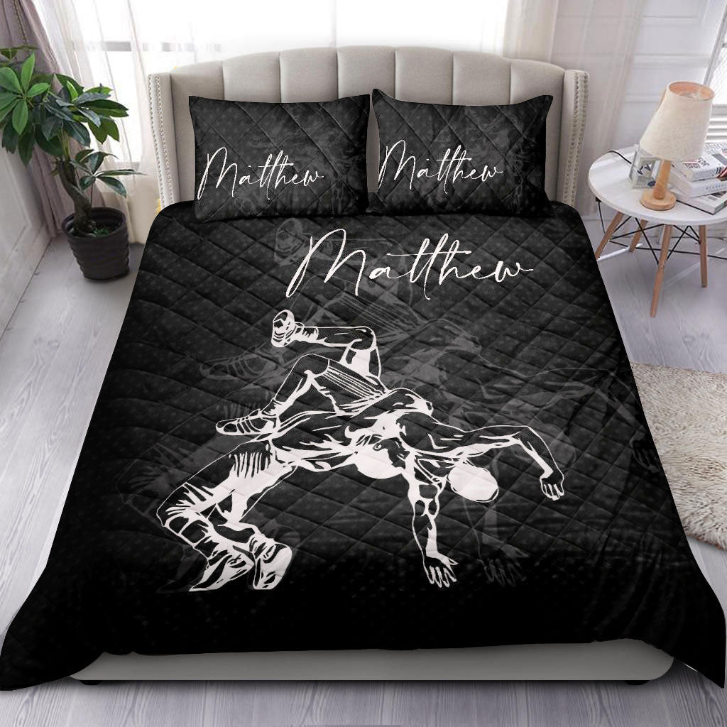 Ohaprints-Quilt-Bed-Set-Pillowcase-Wrestling-Black-Shadow-Wrestler-Gift-Idea-Custom-Personalized-Name-Blanket-Bedspread-Bedding-995-King (90'' x 100'')