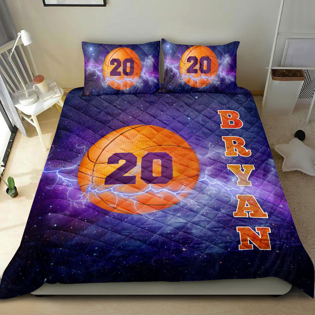 Ohaprints-Quilt-Bed-Set-Pillowcase-Basketball-Ball-Thunder-Galaxy-Player-Fan-Gift-Custom-Personalized-Name-Number-Blanket-Bedspread-Bedding-2722-King (90'' x 100'')