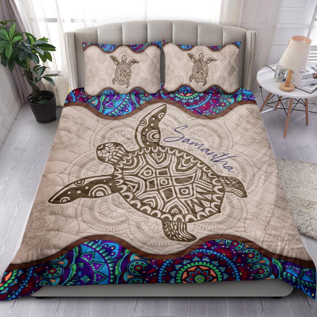 Ohaprints-Quilt-Bed-Set-Pillowcase-Mandala-Sea-Turtle-Ocean-Animal-Vintage-Gift-Idea-Custom-Personalized-Name-Blanket-Bedspread-Bedding-440-King (90'' x 100'')